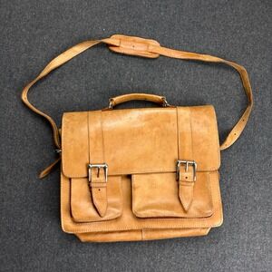 Vintage M.R. Canoa Industria Argentina Cowhide‎ Leather Messenger Bag Satchel